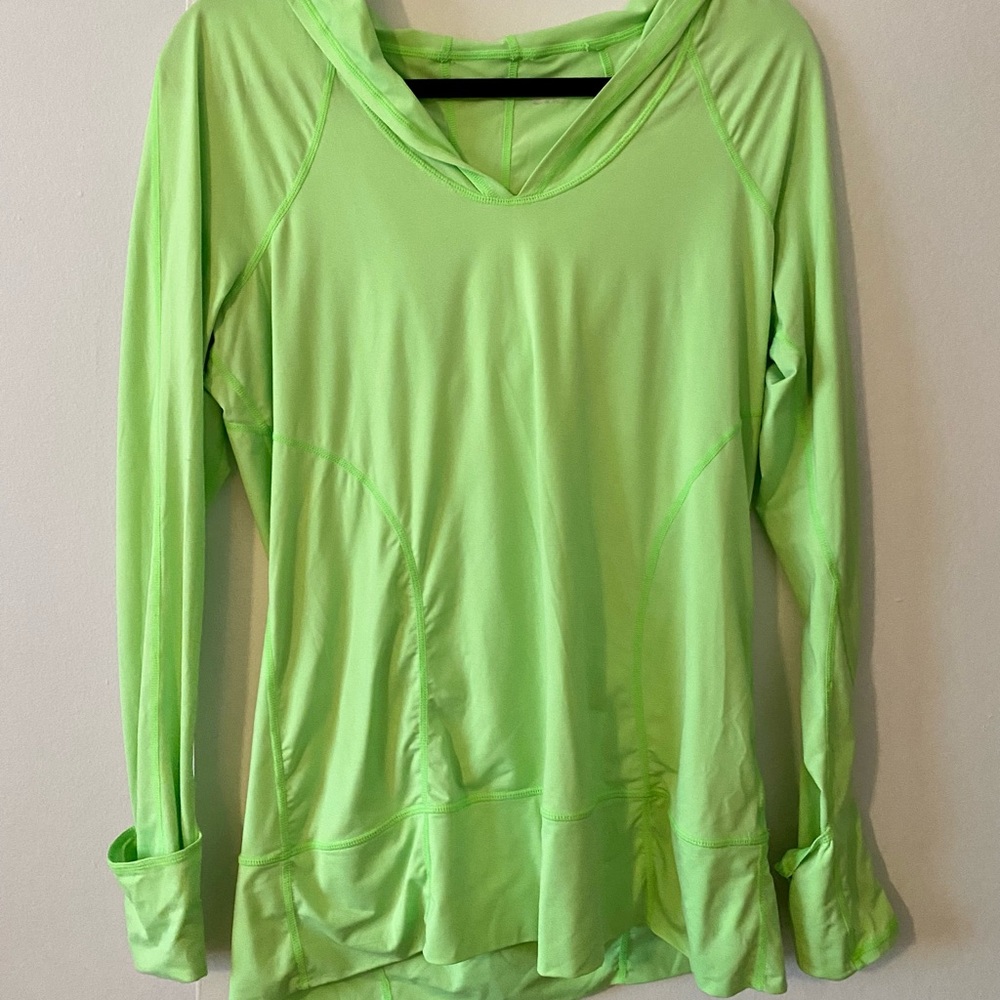Zella Lime Green Hooded Long Sleeved Pullover | M